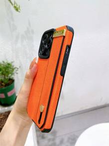 1入組貼合式卡槽支架手環搭配PU柔軟保護套的防震,防汗,防指紋,耐磨,不褪色手機殼(適用於iPhone) - 橘色 - 查看 4