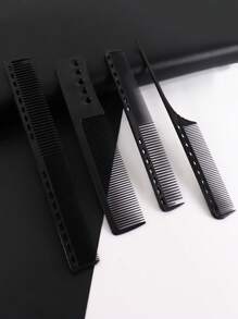 4入組混合頭髮造型梳子套裝 - 黑色 - 查看 2