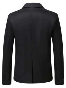 Manfinity 男士雙排釦西裝領西裝外套 - 黑色 - 查看 2