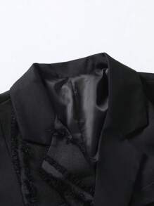 Manfinity 男士雙排釦西裝領西裝外套 - 黑色 - 查看 5