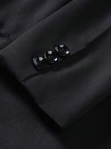 Manfinity 男士雙排釦西裝領西裝外套 - 黑色 - 查看 6