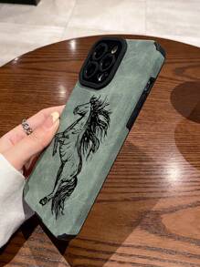 1件人造皮革紋理 TPU 馬油畫手機殼，適用於 iPhone 11, 12, 13, 14, 12 Pro Max, 13 Pro Max, 15, 15 Pro, 15 Plus, 15 Pro Max, 16, 16 Pro, 16 Plus, 16 Pro Max, A11, A12, A20S, A32, A50, A51, A52, A71, A73, S20 FE, S21, S22, A04, A13, A14, A24, A33, A34, A54 - 彩色 - 查看 4