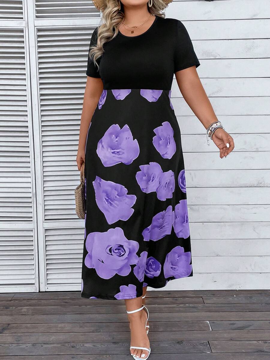 EMERY ROSE Đầm Plus Size Hoa Giải trí - màu đen - Xem 1
