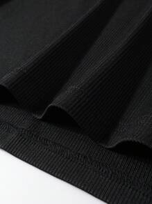 Manfinity Hypemode Camiseta De Media Cremallera Para Hombres Con Hombros Caídos Y Ajuste Holgado De Color Sólido - Negro - Ver 5