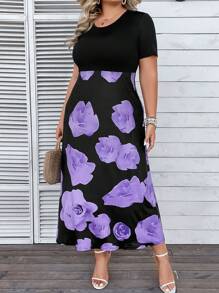EMERY ROSE Đầm Plus Size Hoa Giải trí - màu đen - Xem 6