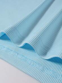 Manfinity Hypemode 男士半拉鏈落肩T恤 - 淺藍色 - 查看 6