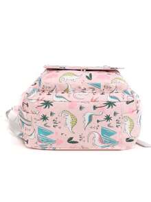 Bebé Bolsa de pañales dinosaurio & con estampado de árbol multifunción de gran capacidad poliéster cremallera - Rosa - Ver 4