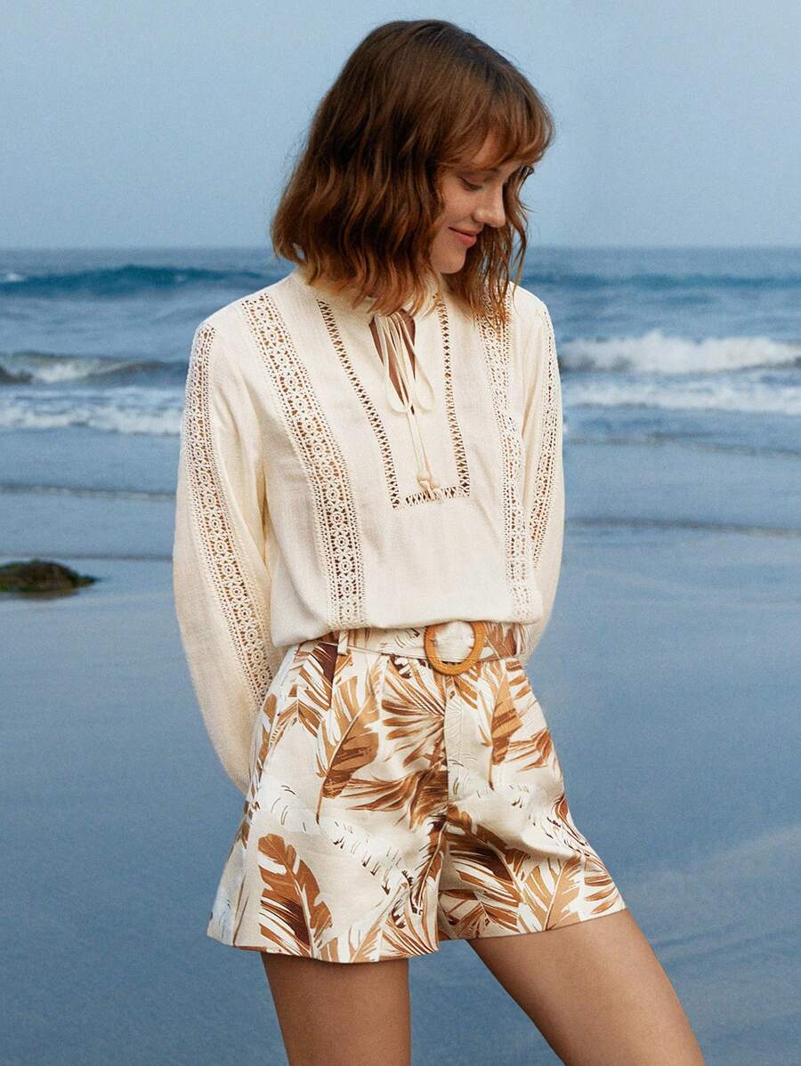 MOTF PREMIUM LINEN VISCOSE GUIPURE LACE BLOUSE