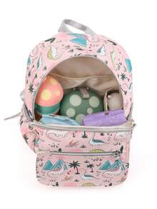 Bebé Bolsa de pañales dinosaurio & con estampado de árbol multifunción de gran capacidad poliéster cremallera - Rosa - Ver 6