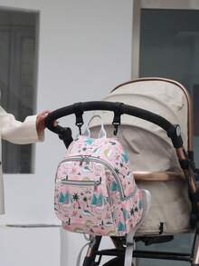 Bebé Bolsa de pañales dinosaurio & con estampado de árbol multifunción de gran capacidad poliéster cremallera - Rosa - Ver 7