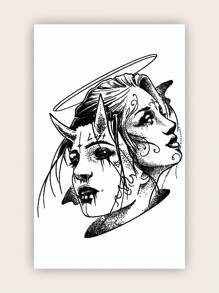 1 pieza Tatuaje temporal personalizado con el signo del Géminis - Negro - Ver 1