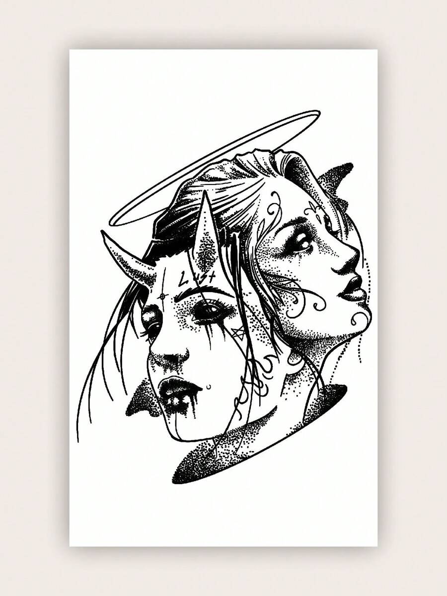 1 pieza Tatuaje temporal personalizado con el signo del Géminis - Negro - Ver 1