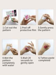 15sheets Heart & Star Pattern Tattoo Sticker - Black - View 7