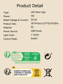 Nguồn Điện USB 5V PS Đèn Neon Sáng Tạo Thiết Kế Chữ Màu Vàng LED Neon Ký Cho Phòng Ngủ - Màu vàng - Xem 4