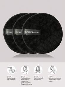 MAANGE 3 件套卸妆粉扑，柔软亲肤面巾，清洁工具，方便旅行携带 - 黑色 - 查看 7