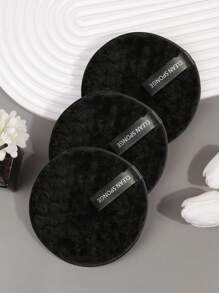 MAANGE 3 件套卸妆粉扑，柔软亲肤面巾，清洁工具，方便旅行携带 - 黑色 - 查看 3