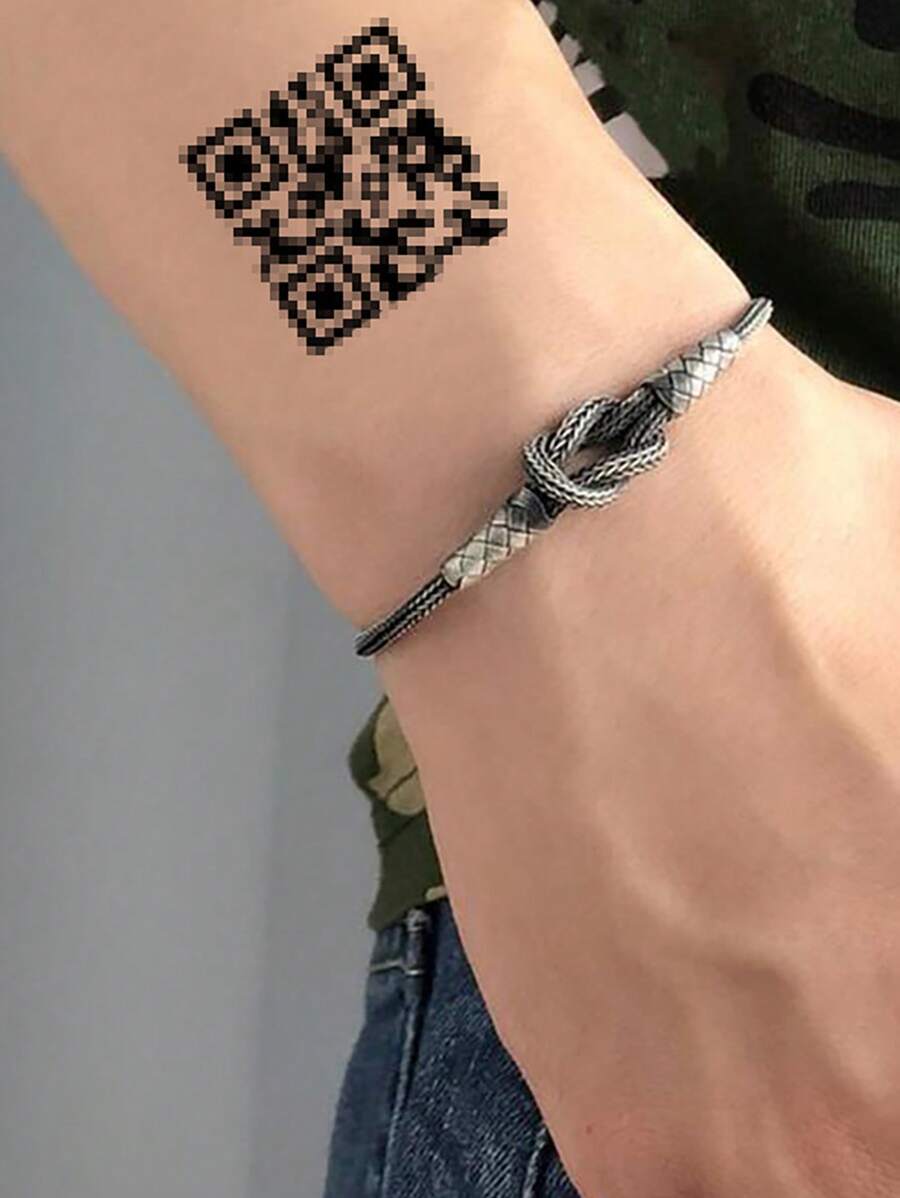 18 hojas Pegatina tatuaje creativo exploración código patrón - Negro - Ver 1