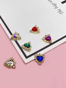 1盒爱心形多色水钻合金美甲装饰DIY指甲饰品美甲宝石美甲用品指甲 - 彩色 - 查看 4
