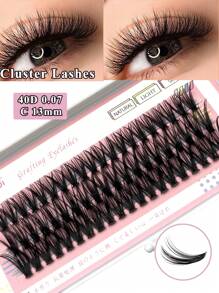 假睫毛,1盒40DC卷13mm混合朵毛簇睫毛局部睫毛延長假睫毛 - 米色 - 查看 1