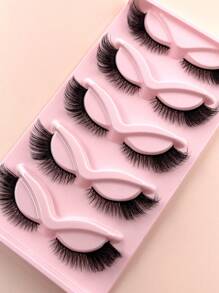 假睫毛，5 对猫眼睫毛猫眼假睫毛假睫毛化妆假睫毛化妆舞会套装派对条状睫毛，睫毛，睫毛，假睫毛 - 黑色 - 查看 2