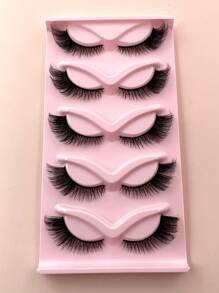 假睫毛，5 对猫眼睫毛猫眼假睫毛假睫毛化妆假睫毛化妆舞会套装派对条状睫毛，睫毛，睫毛，假睫毛 - 黑色 - 查看 7