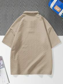 Manfinity Hypemode 男士素色落肩袖POLO衫 - 卡其色 - 查看 3