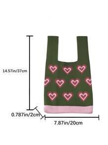 Túi móc mini Mẫu trái tim kỳ nghỉ Tay cầm đôi Polyester - màu xanh lá - Xem 3
