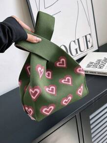 Túi móc mini Mẫu trái tim kỳ nghỉ Tay cầm đôi Polyester - màu xanh lá - Xem 4
