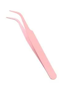 1pc Stainless Steel Eyelash Tweezers - Pink - View 1