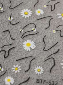 FULL BEAUTY 2 hojas Pegatina de arte de uña con patrón de flor - Multicolor - Ver 3