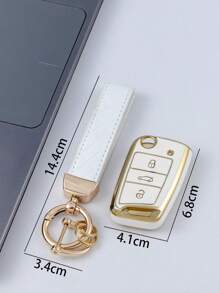 1set Car Key Case & Keychain Compatible With Volkswagen, Key Fob Cover - Multicolor - View 5