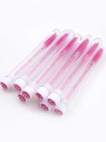 睫毛刷，10 件可重复使用闪亮睫毛刷，带管可更换防尘化妆睫毛膏棒化妆刷涂抹器套件，用于睫毛延长和眉刷 - 玫紅色 - 查看 5