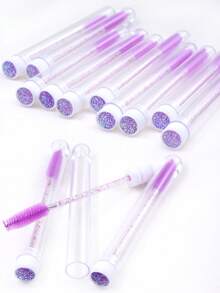 Cọ chải mi, 10 cọ chải mi có ống kim tuyến, cọ chải mascara siêu nhỏ, cọ trang điểm lông mày chống bụi - Màu tím - Xem 4