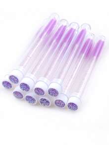 Cọ chải mi, 10 cọ chải mi có ống kim tuyến, cọ chải mascara siêu nhỏ, cọ trang điểm lông mày chống bụi - Màu tím - Xem 5