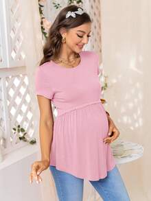 DEARCASE Umstandsmode Smock-T-Shirt mit einfarbig