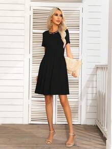 DEARCASE Criss Cross Front Dress - Black - View 4