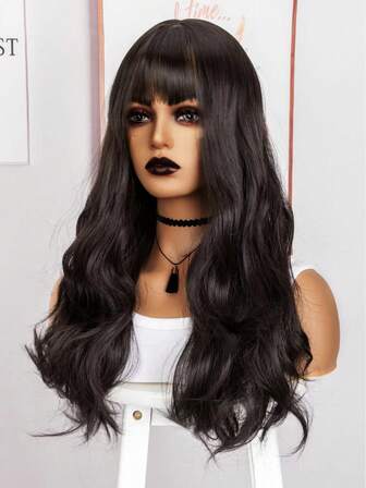 Pelucas De Fibra Sintética De 24 Pulgadas De Uso Diario, Con Cabello Rizado De Dos Colores, Dividido Por La Mitad