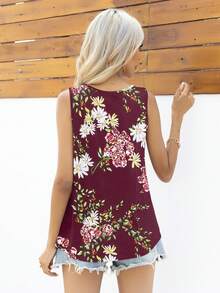 DEARCASE 印花背心上衣 - 酒紅色 - 查看 2