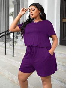 DEARCASE Mono unicolor de cintura con cordón - Morado - Ver 3