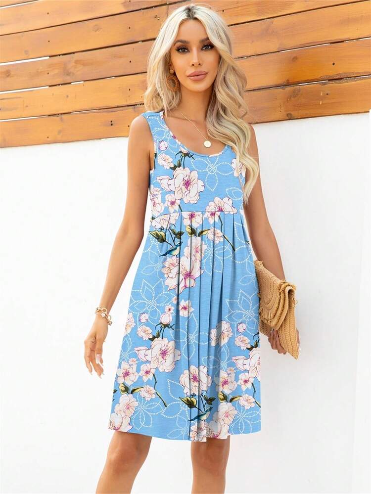 DEARCASE Boho Bloemen Volledig geprint Jurk Geplooide - Veel kleurig - Bekijken 1