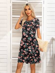 DEARCASE 印花前交叉洋裝 - 黑色 - 查看 3