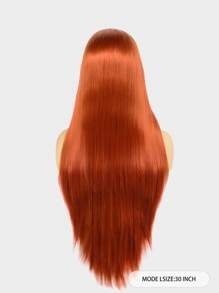 13 X 3 Lace Front Copper Red Extra Long Straight Silky Synthetic Wig For Women - Bronze - View 2