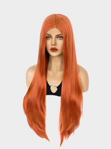 13 X 3 Lace Front Copper Red Extra Long Straight Silky Synthetic Wig For Women - Bronze - View 5