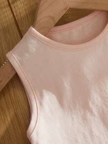 RueChic Young Girl's Casual Cool Solid Color Round Neck Sleeveless Tank Top/Shirt - Baby Pink - View 3