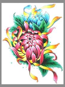 1sheet Flower Pattern Tattoo Sticker - Multicolor - View 3