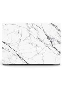2pcs Marble Painting Pattern Front & Translucent Dorsal Case Compatible With MacBook Air - Black and White - View 2