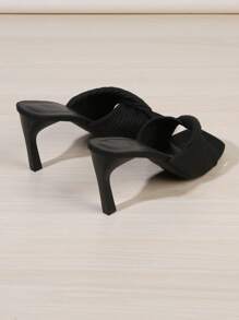 優雅穆勒涼鞋扭結細節細高跟涼鞋 - 黑色 - 查看 2