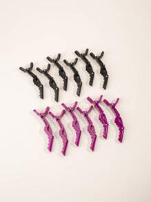 WANMEI 12件套发夹套装，适合蓬松卷发，包含鳄鱼夹和亮面发夹，多种颜色可选。鳄鱼夹，无缝鸭嘴夹，带孔，适合女性，纯色鳄鱼夹，用于发型设计和分区。女士和女孩美发造型配件，沙龙美发用品，美发工具，美发产品和配件，美容旅行必备，返校季，旅行度假必备。