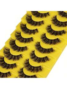 False Eyelashes,10Pairs 3D Faux Mink Lashes Fluffy Soft Wispy Volume Natural Long False Eyelashes