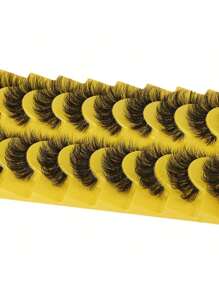 False Eyelashes,10Pairs 3D Faux Mink Lashes Fluffy Soft Wispy Volume Natural Long False Eyelashes